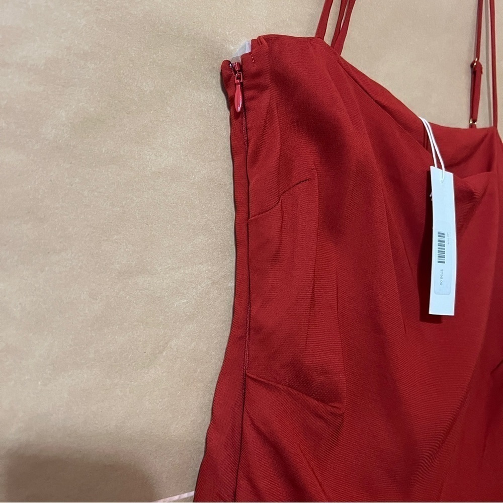 Michelle Mason | NWT Asymmetrical Strap Jumpsuit Drape Overlay Size 4 - Picture 7 of 14